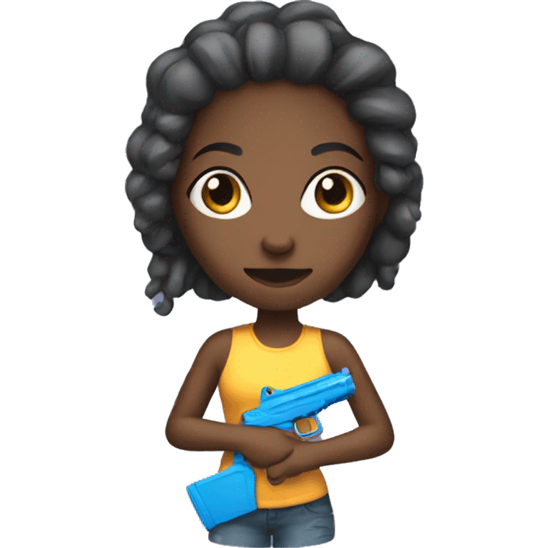 Black girl with a water gun emoji