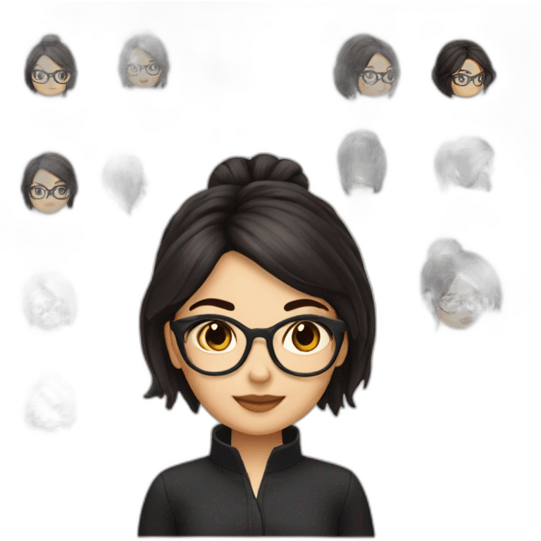 Girl dark hair chignon glasses emoji