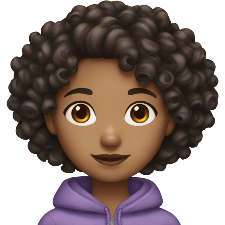 mixed skin dark curly hair girl emoji