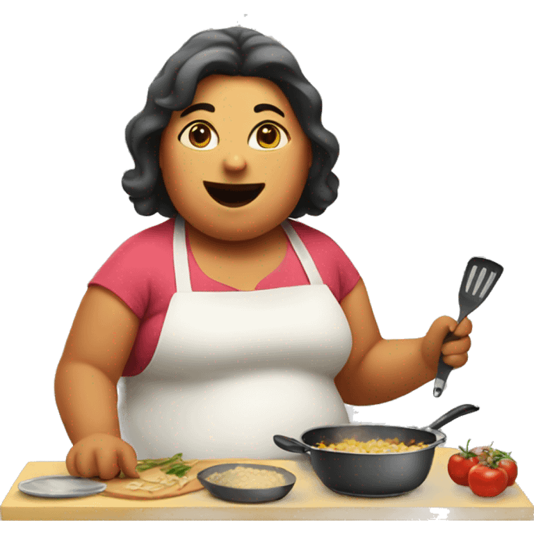 fat woman cooking emoji