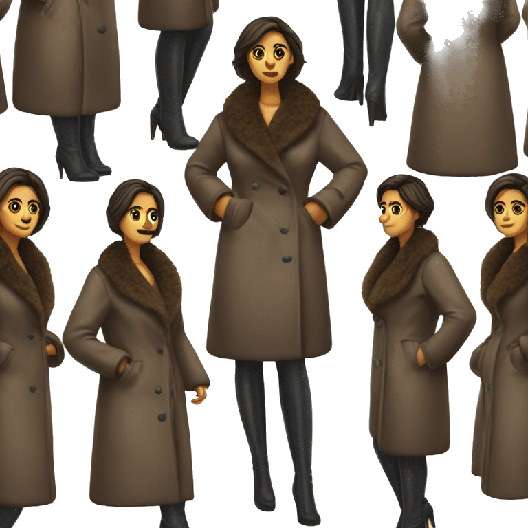 Realistic brunette mob wife full body fur coat emoji