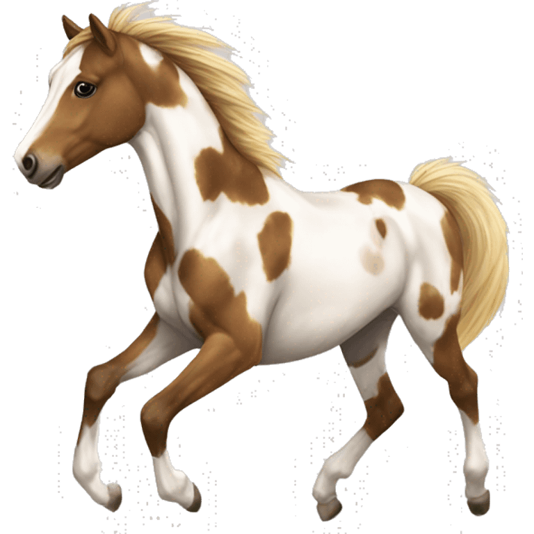 Scruffy scarred scratched scratches scratch scars Piebald tricolor palomino yellow brown pony with dark brown spots galloping running emoji