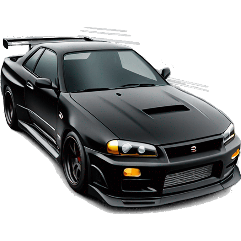 jdm car similar to nissan gtr r34, black color emoji