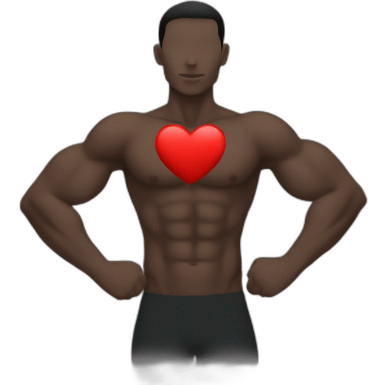 strong body silhouette with red hart in chest emoji