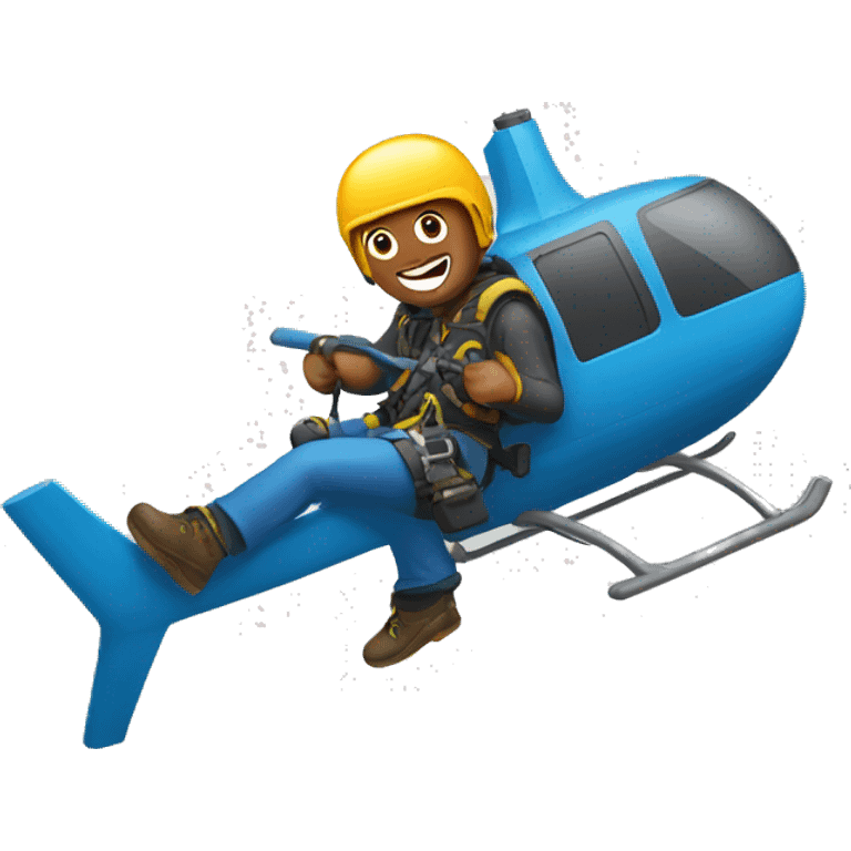 A guy rappeling from a helicopter emoji