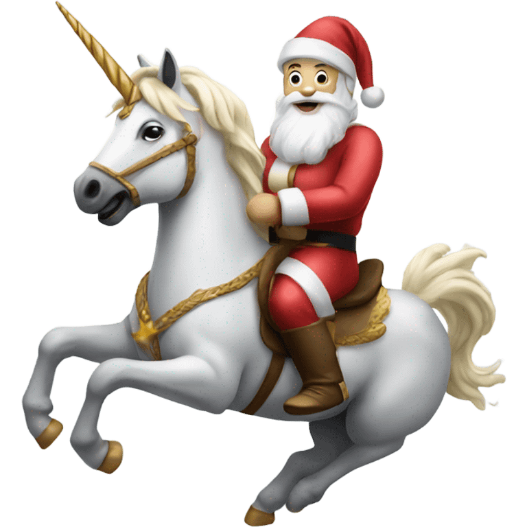 Santa riding a unicorn emoji