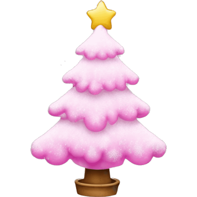 pink christmas tree with snow emoji