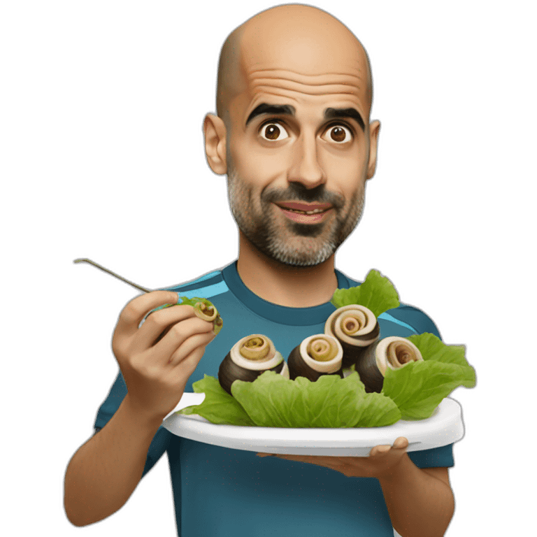 Pep guardiola eating snails emoji