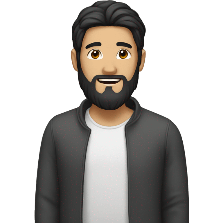 Asian Guy with long black hair and black beard emoji