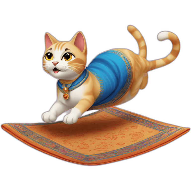 cat on a flying carpet like alladin emoji