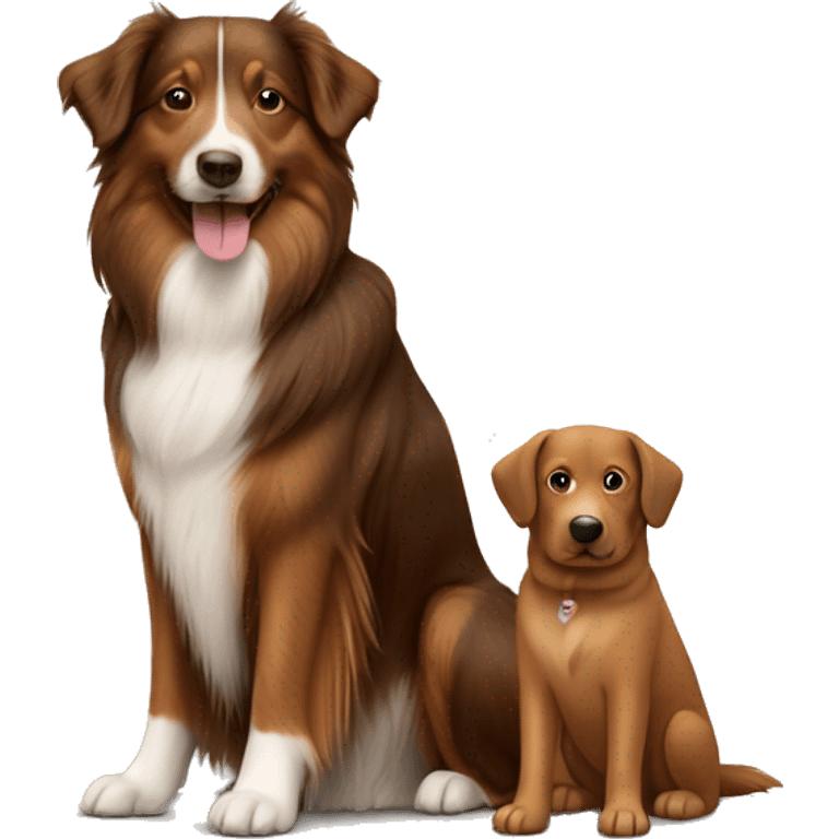 Shetland sheepdog and brown Labrador sitting emoji