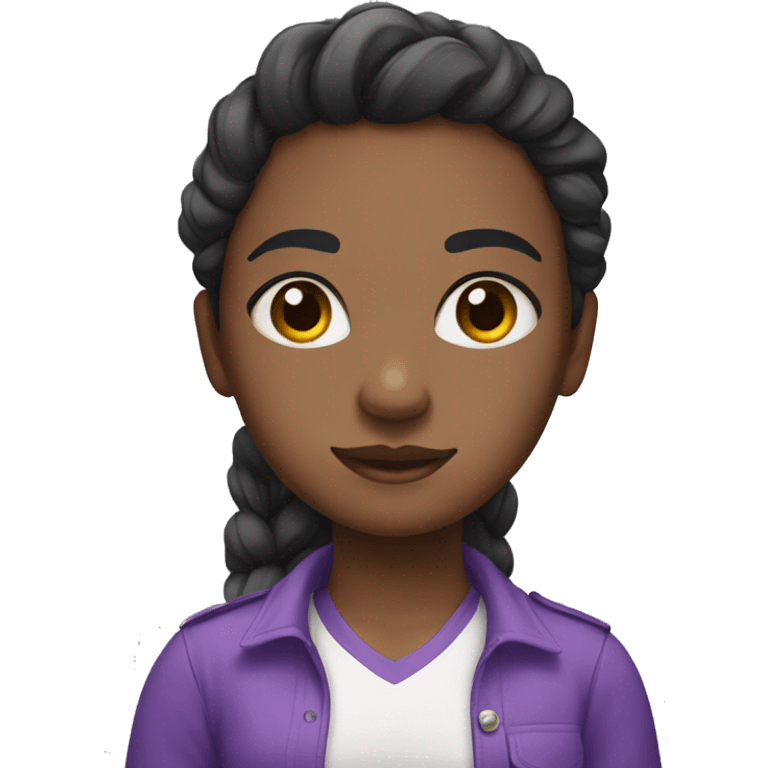 Girl with purple classes and cute shirts and pants emoji