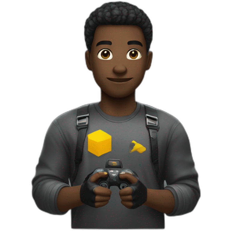 Gamer pelo negro corto emoji