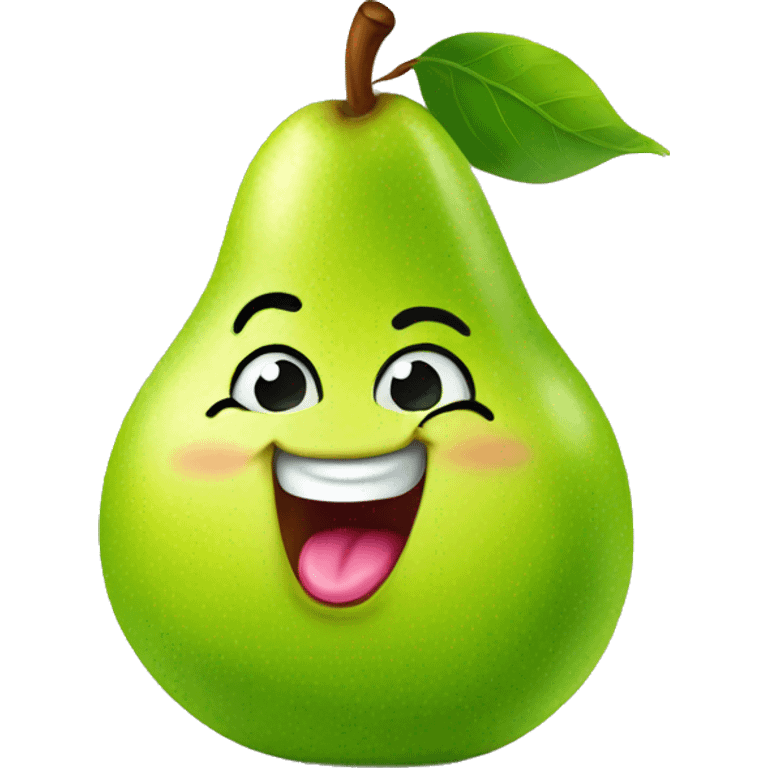 Shiny Green Cute pear with tongue emoji