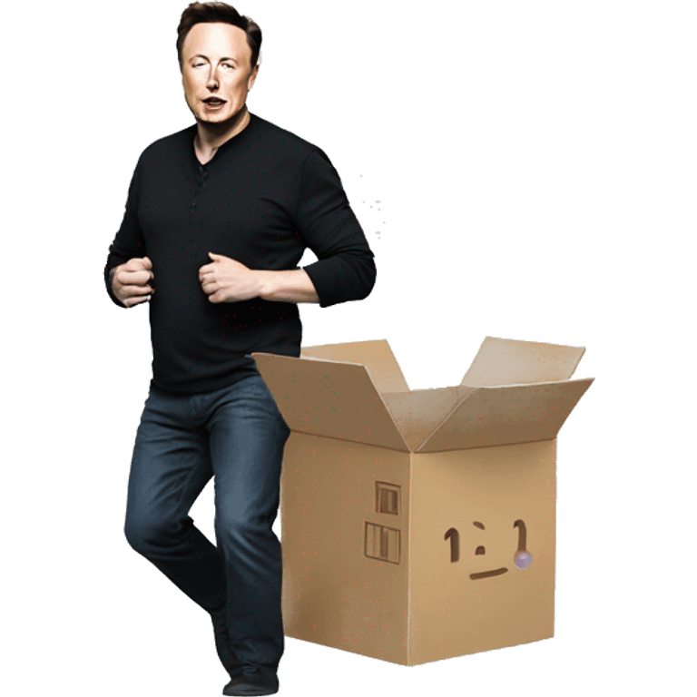 Elon Musk stepping on a box emoji