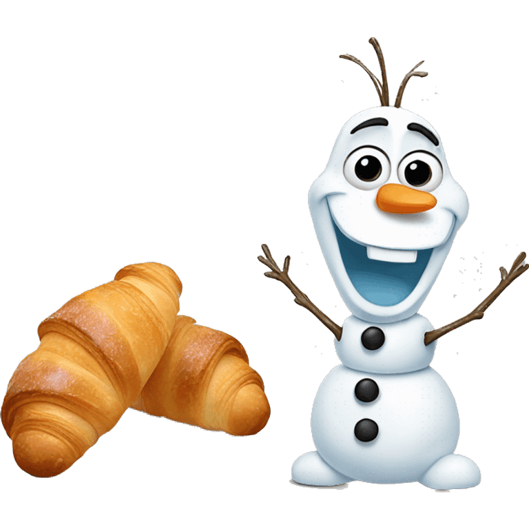 olaf from Frozen eat a croissant emoji