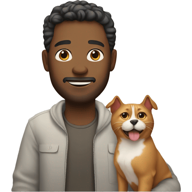 Man with dog and a cat emoji