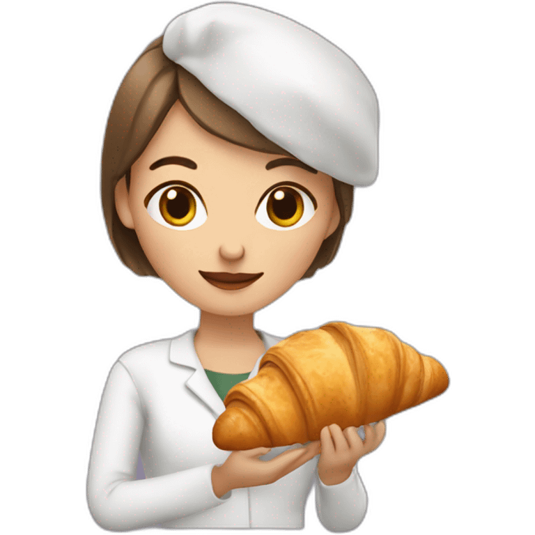 French Girl Holding a Croissant emoji