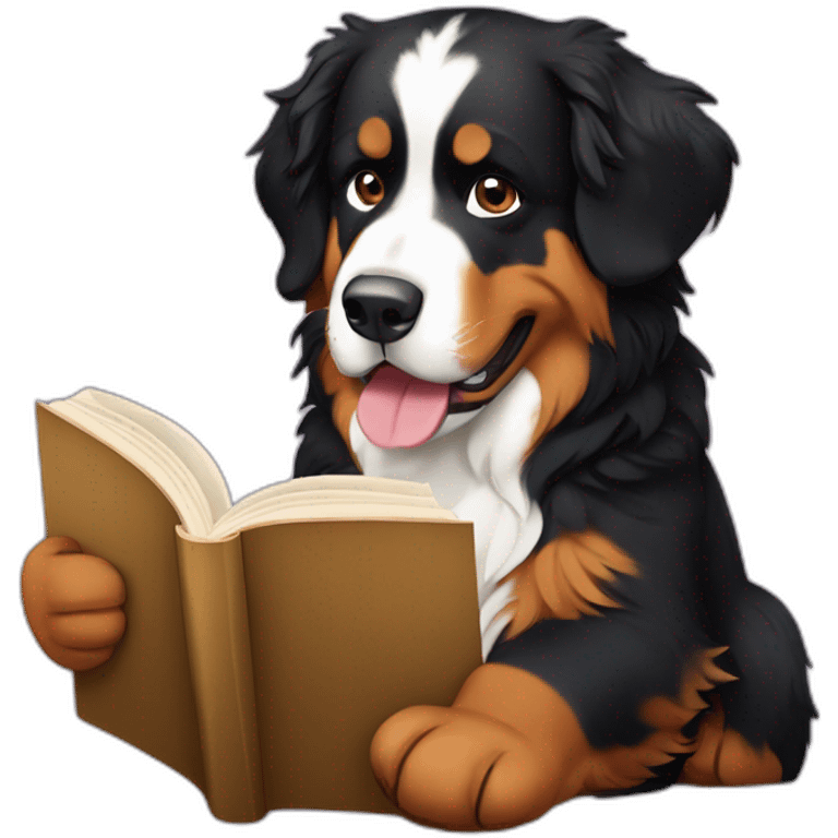 bernese mountain dog reading a book emoji