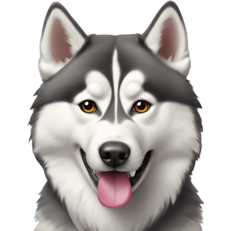 Husky avec du papier toilette dans la bouche emoji