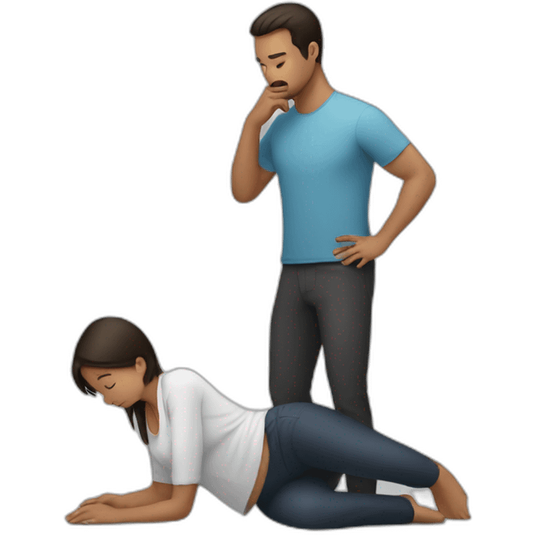 Woman on knees facing man emoji