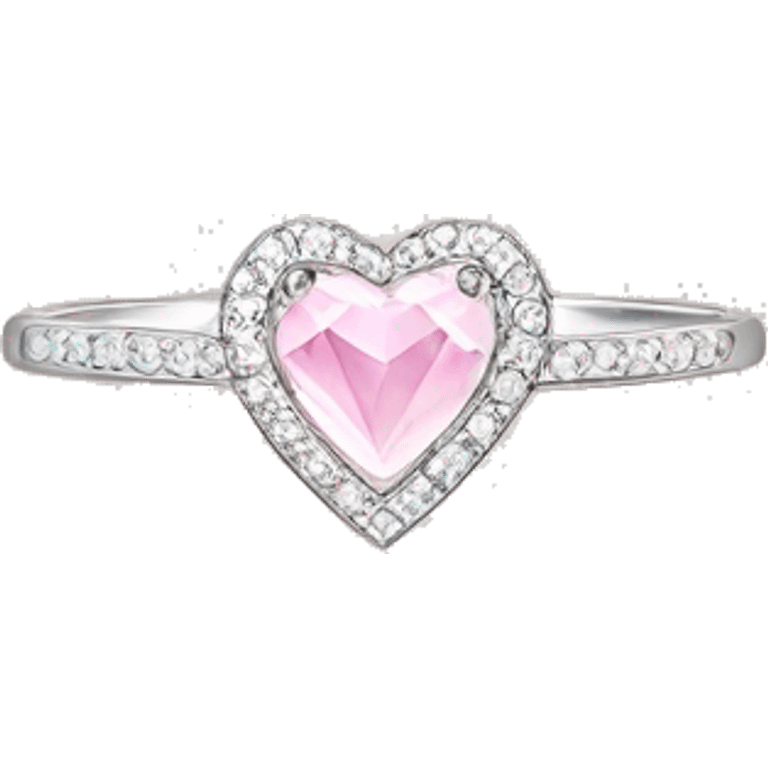 Diamon silver ring light pink heart  emoji