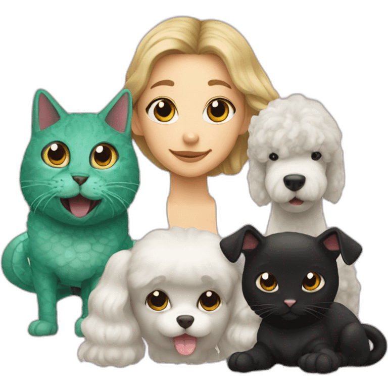 family and poodle black cat and lizard  emoji