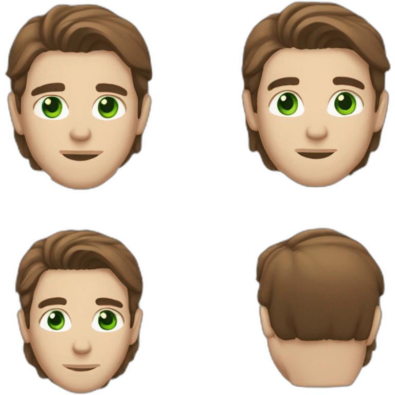 white man green eyes brown hair five o clock shadow medium length hair emoji