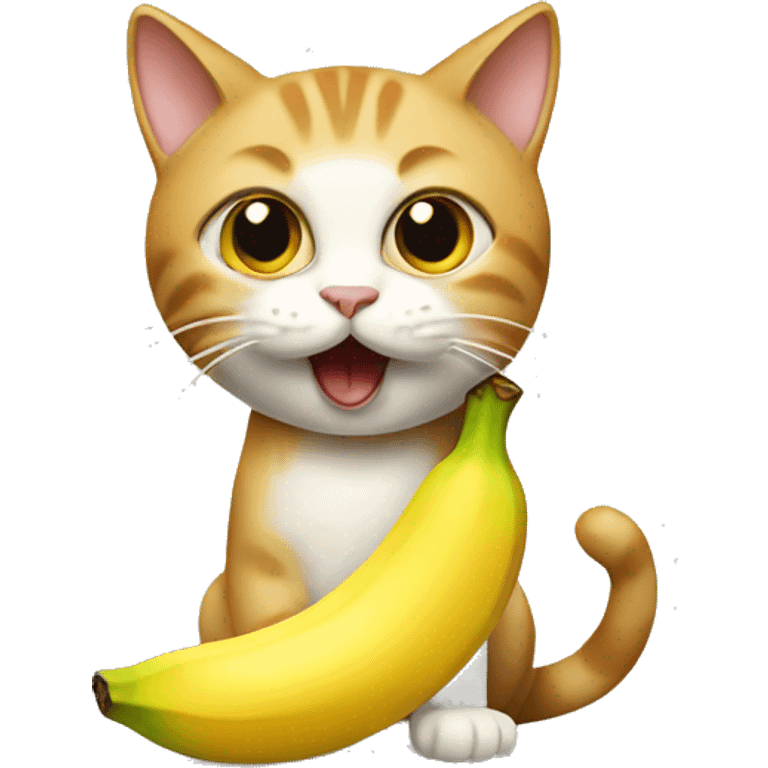 Cat eating a banana emoji