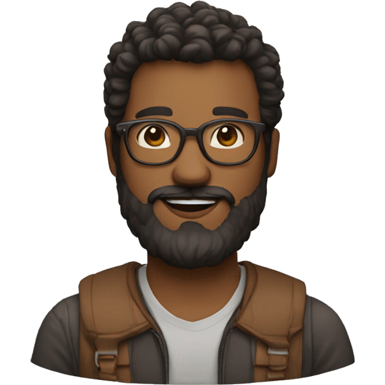  guy with big beard. Brown skin tone and glasses  emoji