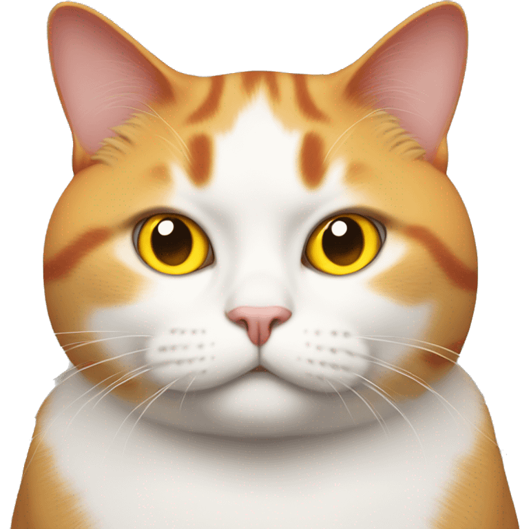 Fat red white cat with yellow eyes looking directly into the camera emoji