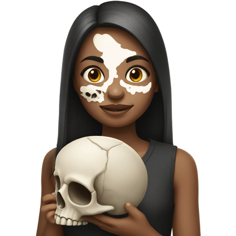 girl holding skull emoji