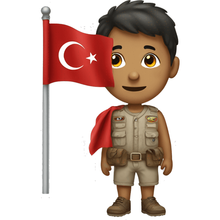 Сidly boy with a Turkish flag emoji