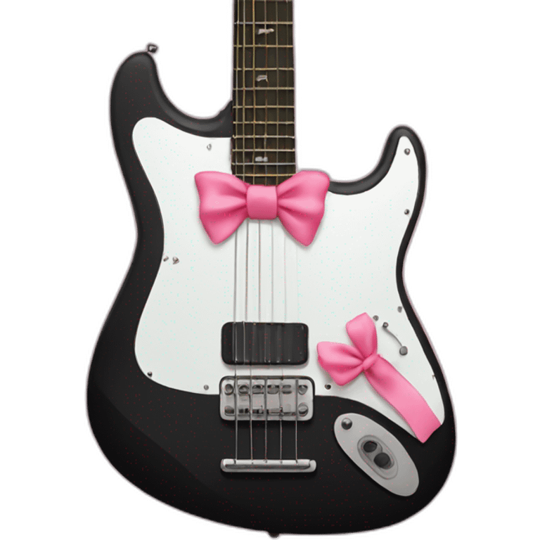 Black guitar with a thin coquette pink bow  emoji