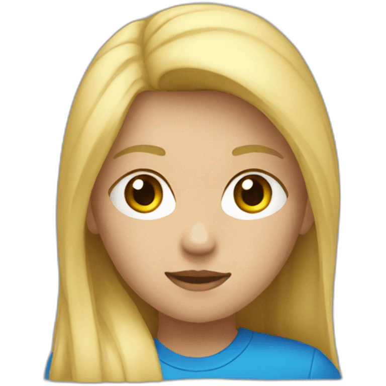 A blond girl with a blue t-shirt emoji