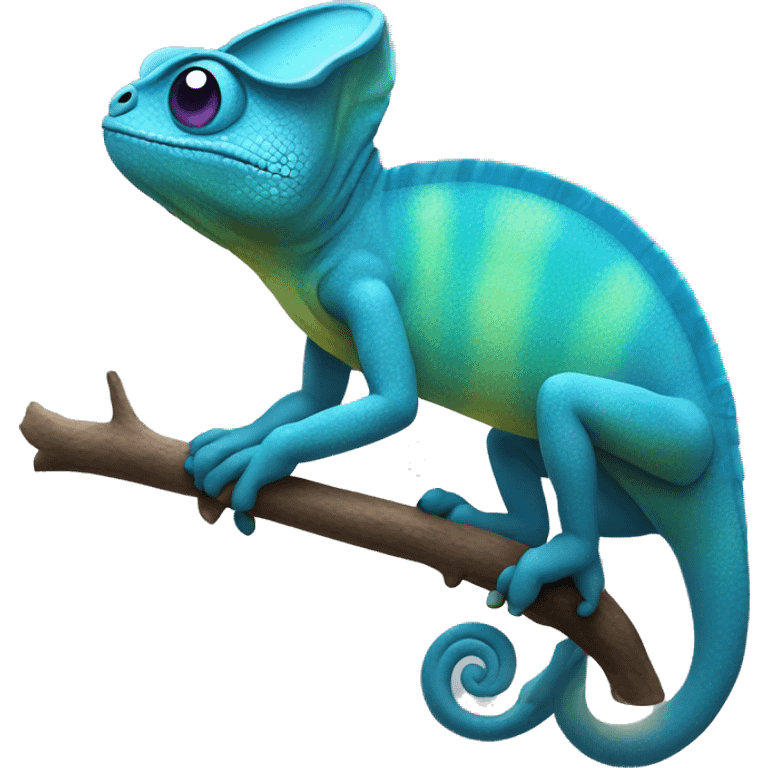 blue chameleon waving emoji