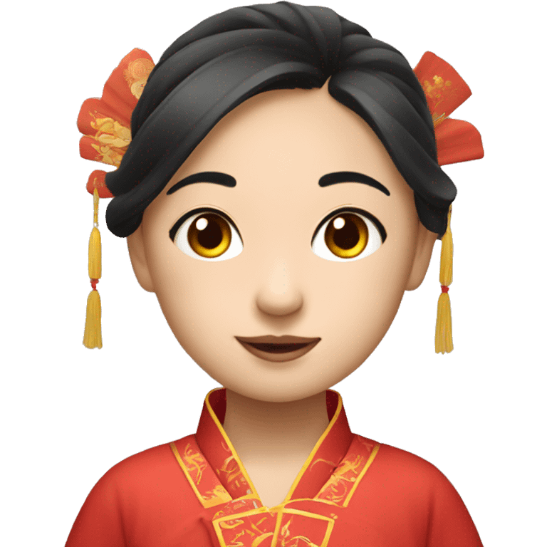 Chinese girl with fan emoji