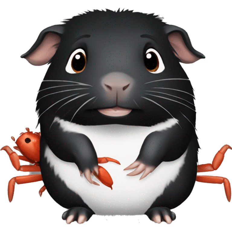 Black guinea pig with crab emoji