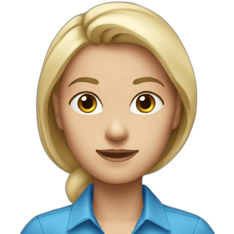 caucasian woman blue shirt emoji