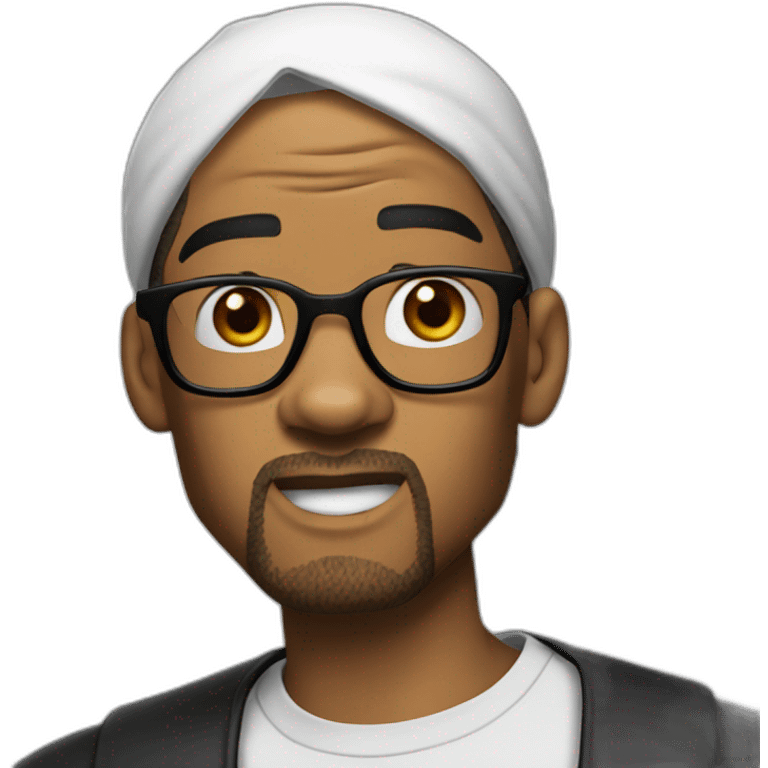 Will smith with black durag and white glasses shocked emoji