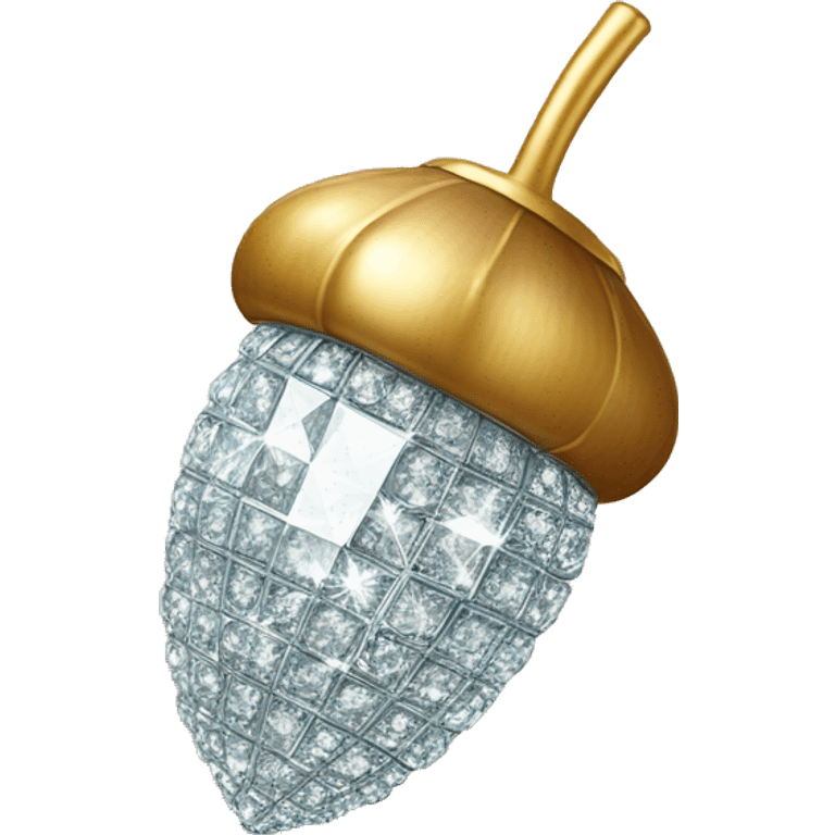 sparkling diamond Acorn, gold stem emoji