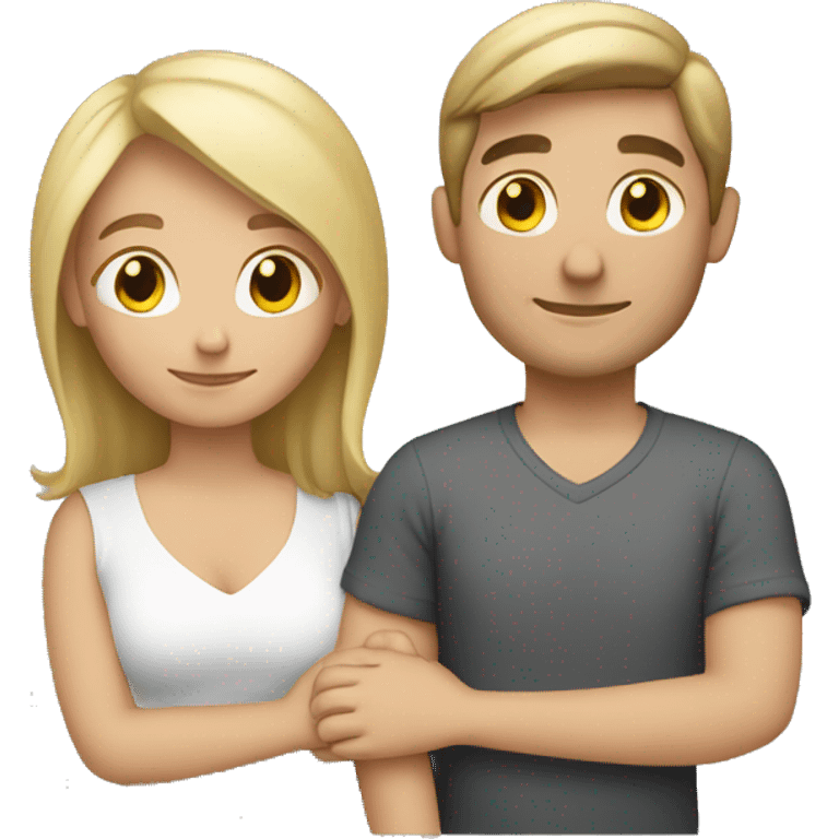 Caucasian couple hugging emoji