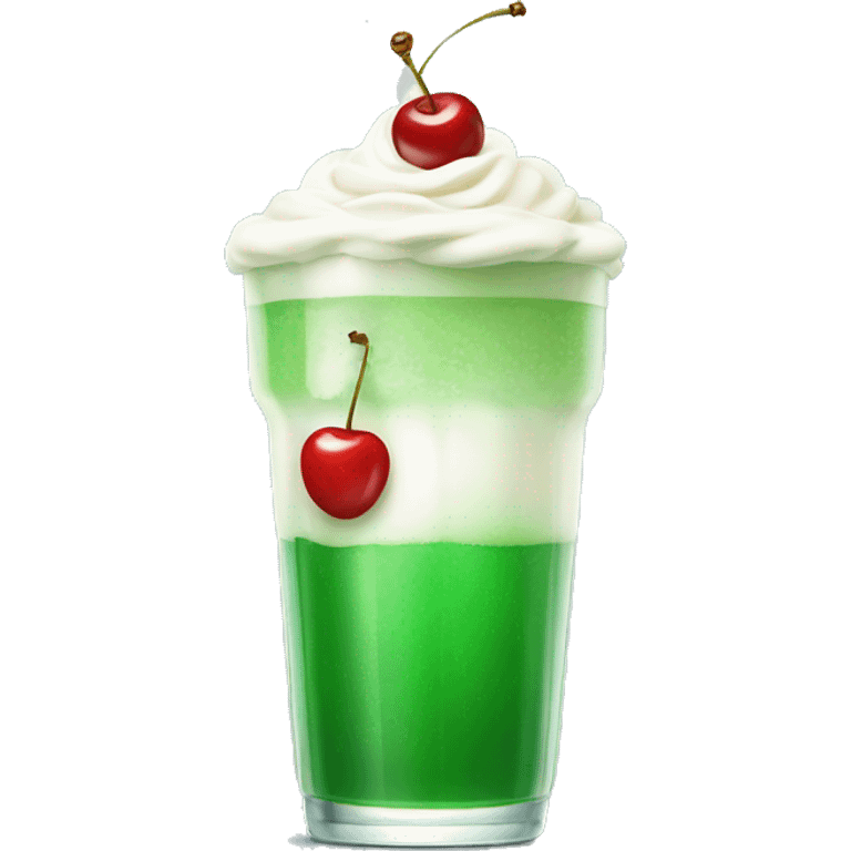 soft green soda drink with cream and cherry on top emoji