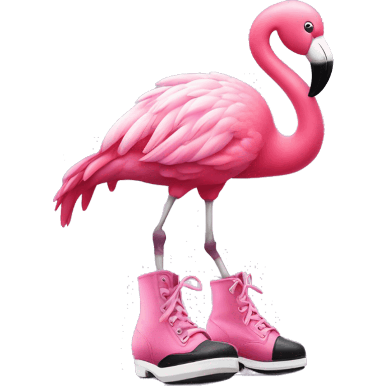 Pink flamingo in tap dancing shoes emoji