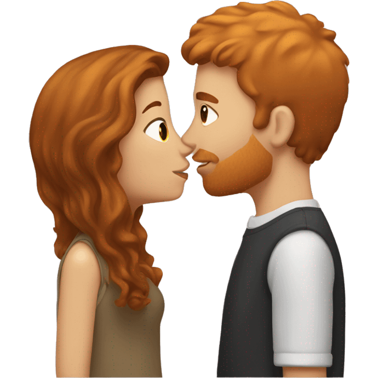 Brown hair girl kissing ginger guy emoji