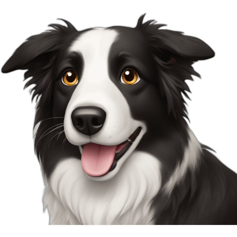 Border collie with a black mole on the White nose emoji