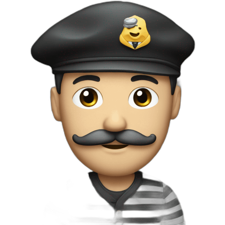 a beret wearing mustached man with striped shirt emoji