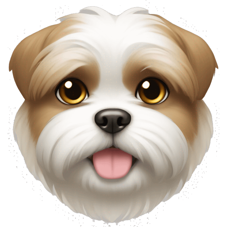 cute shi tzu, white face, light brown around the eyes, in a circle emoji