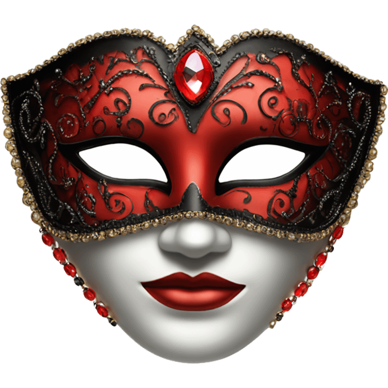 Masquerade mask red and black with red jewels emoji