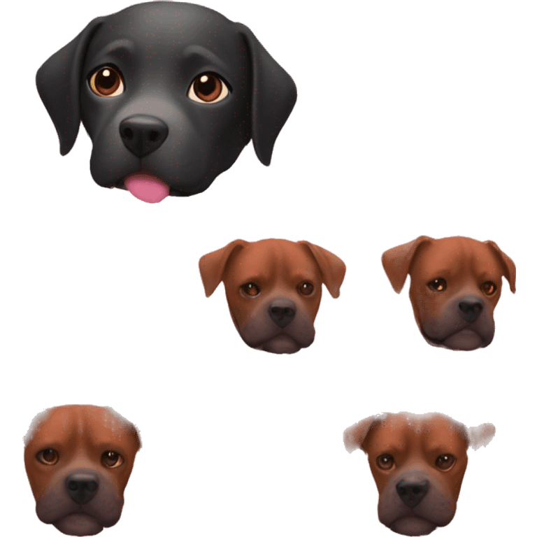 Girl with red hair kissing big black pitbull dog, pink hearts emoji